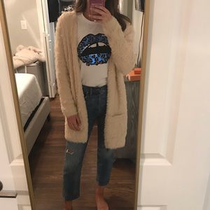 Free People faux fur cardigan